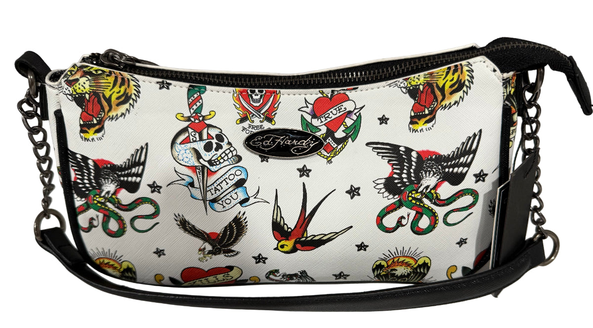 Ed Hardy Tattoo Wallet / Cartera Estilo Tatuaje con Doble Correa
