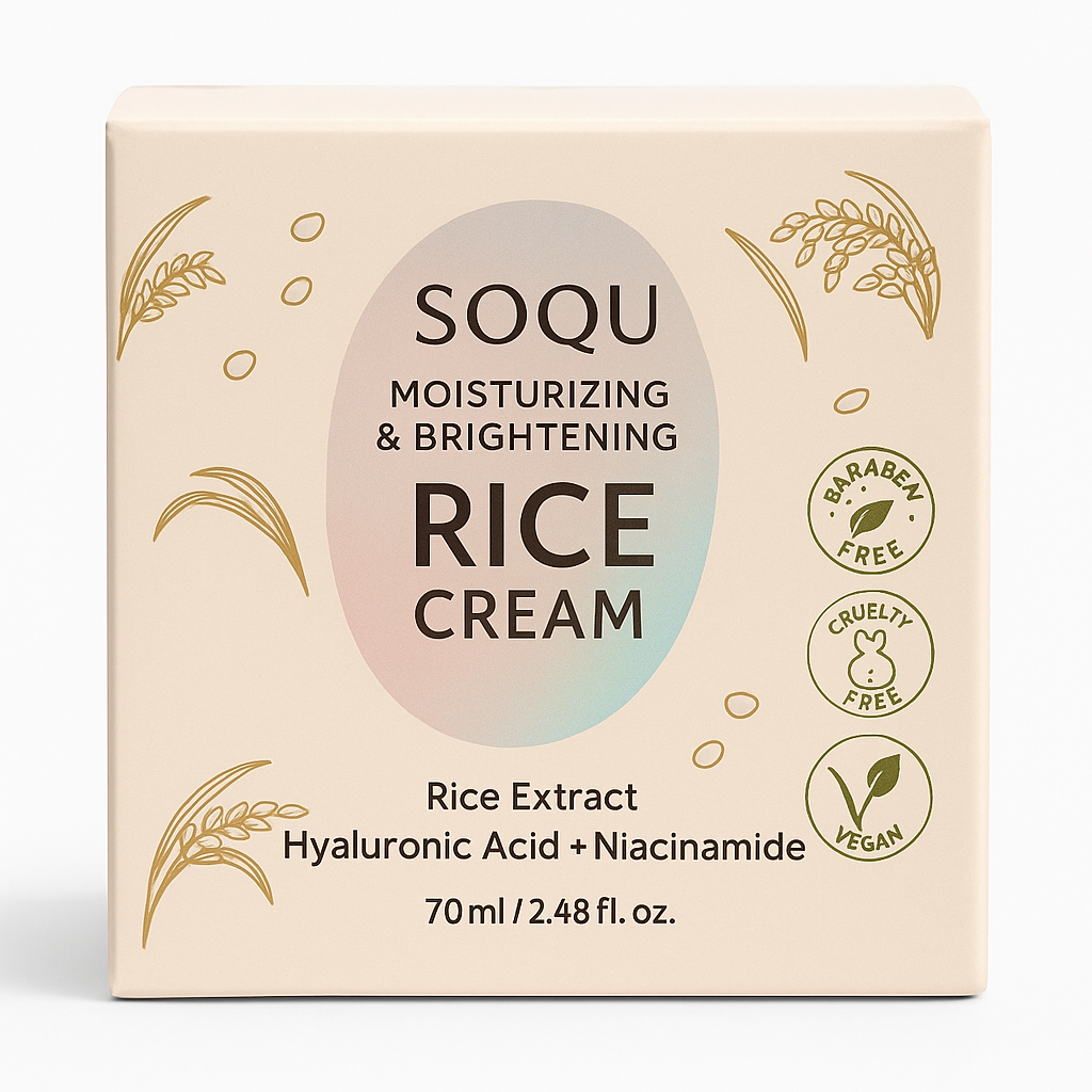 SOQU Rice Cream – Crema Hidratante e Iluminadora de Arroz (70 ml)